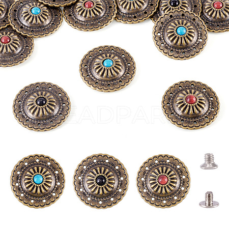 12 Sets 3 Colors Flat Round Alloy Snap Buttons FIND-TA0008-15-1