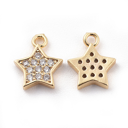 Brass Cubic Zirconia Charms X-KK-S348-439-1