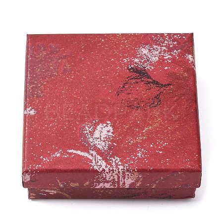 Floral Oil Painting Print Square Cardboard Jewelry Boxes CBOX-A010-01B-05-1