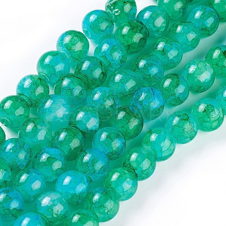 Spray Painted Glass Beads Strands GLAA-A038-C-46-1