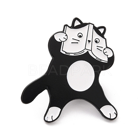 Cat with Book Enamel Pin JEWB-O008-G03-1