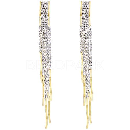 Boho Tassel Chandelier Earrings Cubic Zirconia Long Earrings Crystal Dangling Earrings Long Drop Chain Earrings Long Rhinestone Tassel Earrings for Women JE1070A-1