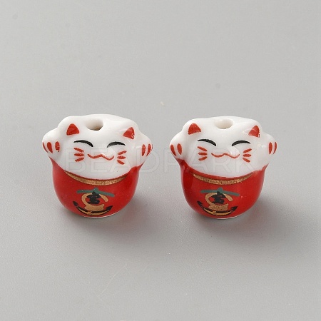 Handmade Printed Porcelain Beads PORC-WH0018-03A-1