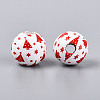 Christmas Spray Painted Schima Wood Beads WOOD-T032-35H-2