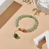 Natural Green & Red Aventurine & Pearl Beaded Stretch Bracelet BJEW-JB09005-2