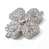 Rack Plating Brass Clear Cubic Zirconia Clover Connector Charms KK-A234-037P-2