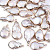 Electroplate Natural Baroque Pearl Keshi Pearl Pendants PEAR-Q008-22G-1