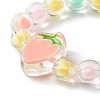 Bead in Bead Transparent Acrylic Pumpkin Beads Stretch Bracelet for Kid BJEW-JB06584-6