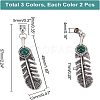 3 Sets 3 Colors Electroplate Zinc Alloy Cord Ends FIND-CA0004-05-2