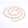 Leaf Alloy & Plastic Pearl Link Chain Waist Belly Chains for Women FS-WGE56DF-01-2