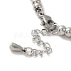 304 Stainless Steel Rhombus Charm Bracelet with Cubic Zirconia BJEW-B057-09P-4