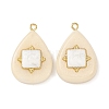 304 Stainless Steel Resin Pendants STAS-F352-07E-08-1