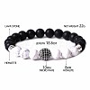 Natural Howlite & Lava Rock & Cubic Zirconia Round Beads Stretch Bracelets for Men Women Round Beads Stretch Bracelets for Men Women FF8165-9-1