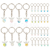 32Pcs 8 Colors Alloy & Imitation Pearl Acrylic Keychain KEYC-ME00006-1