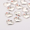 Wedding Theme Antique Silver Tone Tibetan Style Heart with Page Boy Rhinestone Charms TIBEP-N005-14C-2