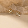 925 Sterling Silver Clear Cubic Zirconia Stud Earrings EJEW-Q030-04G-1