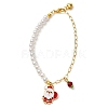 Christmas Theme Glass & Alloy Enamel Charm Bracelets BJEW-JB10907-3