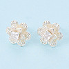 Brass Pave Clear Cubic Zirconia Stud Earrings KK-T077-19S-2