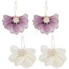 ANATTASOUL 2 Pairs 2 Colors Lace Flower with Crystal Rhinestone Dangle Earrings EJEW-AN0001-20-1