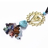 Natural Raw Turquoise & Mixed Stone Chips Tassel Pendant Decorations HJEW-P014-01G-07-2