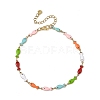 304 Stainless Steel Enamel Link Chains Anklets for Women SA-AJEW-AN00842-3