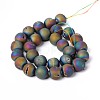 Electroplate Natural Agate Round Bead Strands X-G-M171-8mm-04-2