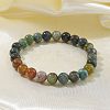 Natural Indian Agate Bead Stretch Bracelets X-BJEW-K212-B-010-3