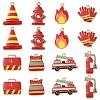 16Pcs 8 Styles Fire Safety Theme Alloy Enamel Pendants ENAM-YW0009-35-1