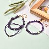 Natural Amethyst Stretch Bracelets Setsfor Women Men Girls Gifts BJEW-JB06692-2