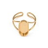 Real 18K Gold Plated 304 Stainless Steel Cuff Ring Components STAS-A191-12C-G-2