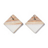 Opaque Resin & Wood Stud Earrings EJEW-N017-005A-B06-4