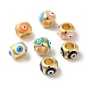 Brass Enamel European Beads KK-R162-057G-1