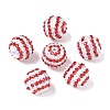 Striped Resin Rhinestone Beads OACR-A037-01H-1