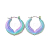 Ion Plating(IP) Rainbow Color 304 Stainless Steel Double Leaf Wrap Hoop Earrings for Women EJEW-G293-23M-1