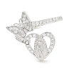 Clear Cubic Zirconia Heart Virgin Mary with Butterfly Open Cuff Ring RJEW-E064-05P-2