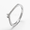 Rhodium Plated 925 Sterling Silver Finger Ring Components STER-F026-84P-4