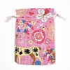 Flower Deer Printed Polycotton(Polyester Cotton) Packing Pouches Drawstring Bags ABAG-T004-10x14-35-1