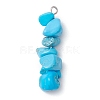 Gradient Color Natural Aquamarine & Natural Lapis Lazuli & Synthetic Turquoise Chip Beaded Pendants PALLOY-JF02791-02-3