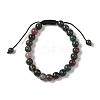8mm Round Natural Indian Agate  Braided Bead Bracelets BJEW-C067-01B-27-2