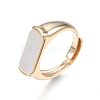 Natural Shell Rectangle Adjustable Ring RJEW-T001-97G-3