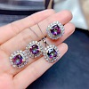 Square Alloy Rhinestone Pendant Necklace & Stud Earring & Finger Ring Sets WG30FCB-02-1