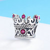 Hollow 925 Sterling Silver Cubic Zirconia European Style Beads STER-FF0006-15AS-2