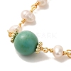 Synthetic Turquoise Round Link Bracelets with Natural Pearl BJEW-C051-14G-2
