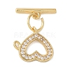 Brass Micro Pave Clear Cubic Zirconia Toggle Clasps KK-N254-69G-3