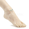304 Stainless Steel Bees Charm Anklet with Round Natural White Jade Beads for Women AJEW-AN00498-02-3