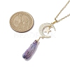 Electroplated Natural Quartz Crystal with Moon and Star Pendant Necklaces NJEW-JN04686-3