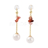 Round Natural Pearl Earrings for Women EJEW-E303-08G-1