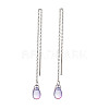 Long Chain with Transparent Glass Beads Dangle Stud Earrings EJEW-JE05242-4