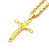 Alloy Crucifix Cross Pandant Necklace with Wheat Chains NJEW-K245-002G-1
