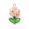 Glass Seed Beaded Flower Pendants X1-PALLOY-MZ00521-01-1